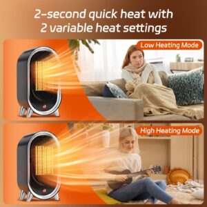 Feculs Space Heaters for Indoor Use, 900W Space Heater Indoor, Small Office Heater for Indoor Use with 2 Heating Modes, Overheat & Tip-Over Protection, Portable Desk Heater for Office Bedroom