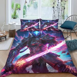 evmila ninja 3d printedmech warrior duvet cover quilt cover comforter covers bedding set microfiber 3 pieces for childrens and adults with pillowcases with zipper closure queen（228x228cm）