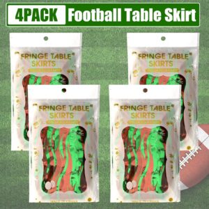 DTOFOOT 4 Pack Football Party Table Skirt Decorations, 30x108 Inch Foil Fringe Tinsel Table Skirts Football Tablecloth Table Cover for Football Birthday Party Decorations Sports Theme Party Supplies