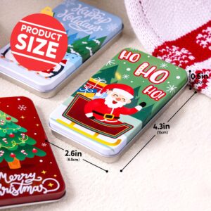 JOYIN 6PCS Present Card Holder Tin Boxes 4.33” x 2.6” x 0.6” Christmas Tins Holders for Christmas Holiday Decor, Xmas Party Box,6 designs