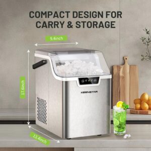 KEENSTAR Nugget Countertop Ice Maker with Soft Chewable Ice, Pebble Sonic Ice Machine with Basket and Scoop, Ready in 5 Mins, 40Lbs/24H, Auto Self-Cleaning, for Home, Kitchen, Office, Party, Camping