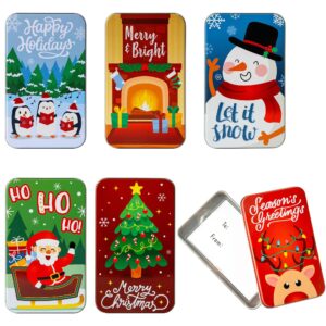 joyin 6pcs present card holder tin boxes 4.33” x 2.6” x 0.6” christmas tins holders for christmas holiday decor, xmas party box,6 designs