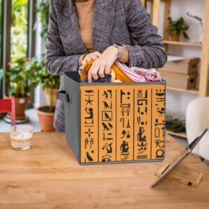 Egyptian Hieroglyphs Or Ancient Egypt Letters Collapsible Storage Cubes 6 Pack Cube Storage Bins with Handles 10.6"x10.6"x10.6" Closet Organizers for Shelves