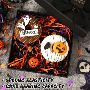 Jansun Halloween Black Orange Purple Crinkle Cut Paper, 115g/4oz Shred Filler with Pumpkin Spider Bat for Gift Wrapping Craft DIY Basket Filling Trick or Treat Candy Decorations