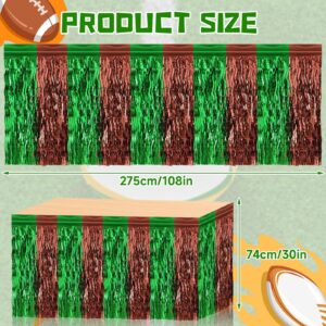 DTOFOOT 4 Pack Football Party Table Skirt Decorations, 30x108 Inch Foil Fringe Tinsel Table Skirts Football Tablecloth Table Cover for Football Birthday Party Decorations Sports Theme Party Supplies