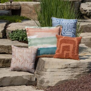 Arden Selections Outdoor Pillow, 2 Pack, 16.5 X 16.5, Rain-Proof, Fade Resistant, Rust Woven