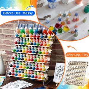 DoubleFill Wooden and Acrylic Paint Organizer Paint Holder Paintbrush Storage Miniature Model Paint Rack Painting Stand Can Hold 123 Bottle & 22 Brush for Christmas Gifts