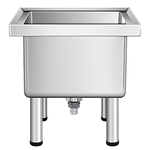 Stainless Steel Mop Sink Floor Mount Mop Service Basin, Commercial Heavy Duty Shop Sink Balcony Utility Sink Wash Station Laundry Tub