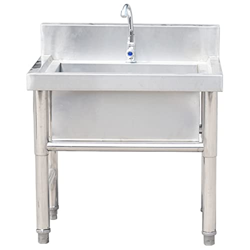 Free Standing Utility Sink Mop Service Basin Wash Station, Heavy Duty Stainless Steel Commercial Floor Mop Sink, 50cm/60cm