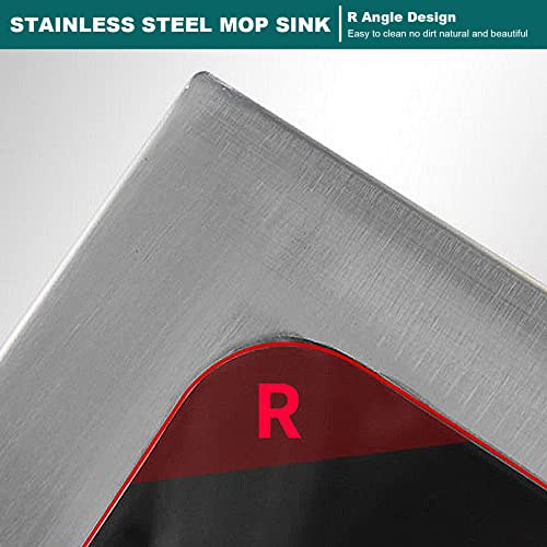 Stainless Steel Commercial Mop Sink Floor-Standing Mop Sink with Drainage Holes And Drainage Pipes, Suitable for Home Hotel Bar