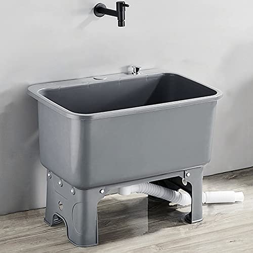 Floor Mop Sink, Free Standing Wash Station with Water Tap Commercial Mop Service Basin for Kitchen/Restaurant/Business/Garages (Size : 60x40x46.5cm)