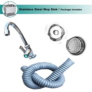 Stainless Steel Commercial Mop Sink, Large-Capacity Deepening Sink, Floor-Standing Mop Sink Suitable for Home Hotel Bar