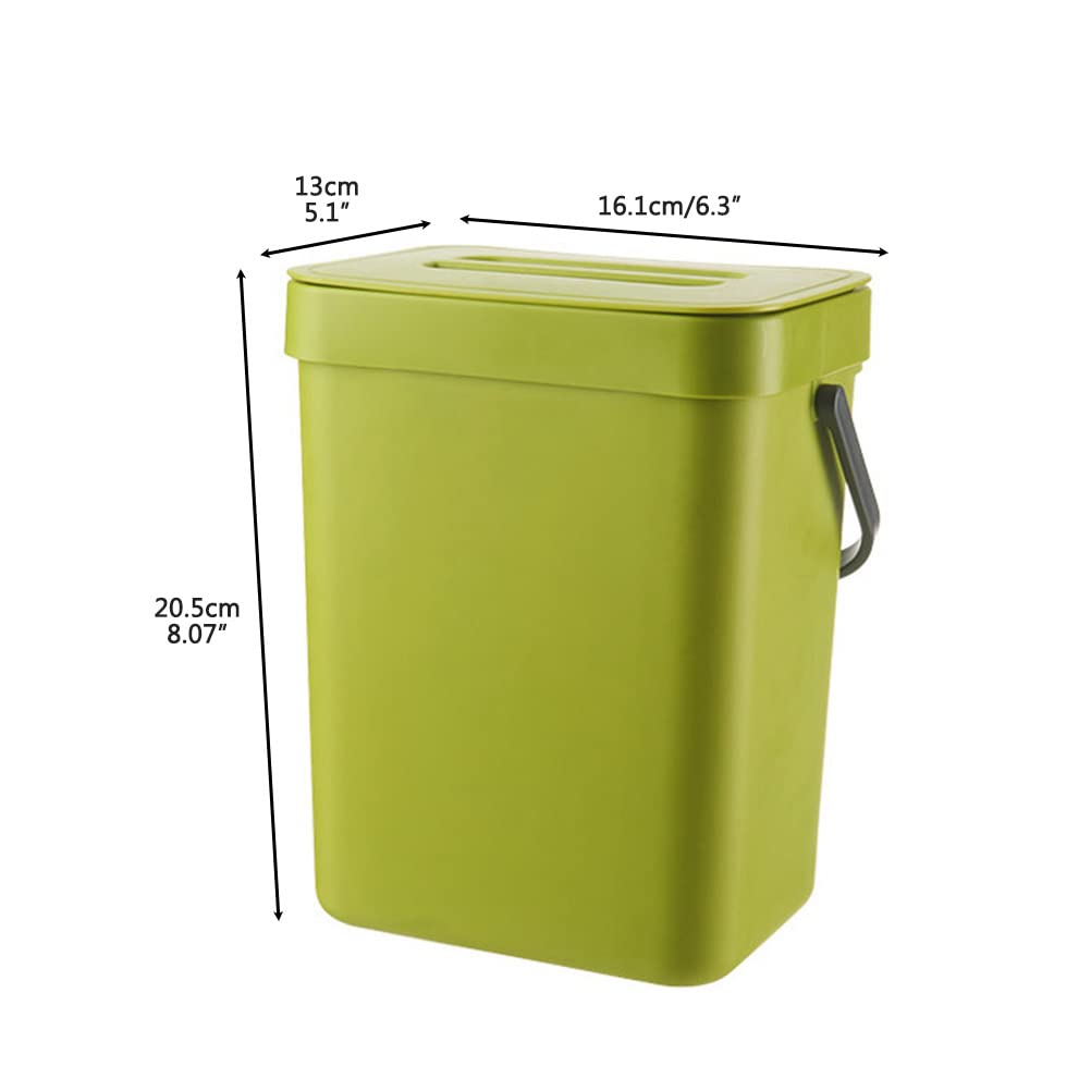 Compost Bucket With Lid,Food Waste Basket Bin For Kitchen,Small Kitchen Compost Bin 3L Kitchen Waste Bin Household Countertop Container with Lid for Rubbish Composter (Grass Green)