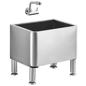 free standing floor mop sink commercial mop service basin, heavy duty stainless steel utility sink mop bucket with faucet, bathroom sink laundry tub slop sink