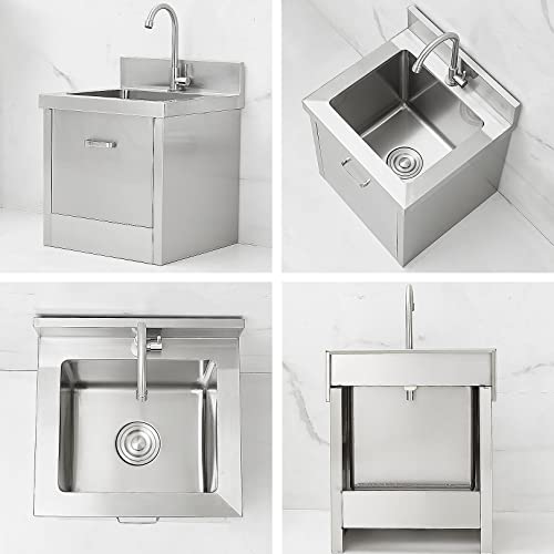 304 Stainless Steel Floor Mount Mop Sink/Basin with Sink Drainage/Strainer Depth 30cm (Commercial Kitchen, Restaurant, Business, Garages, Basements)