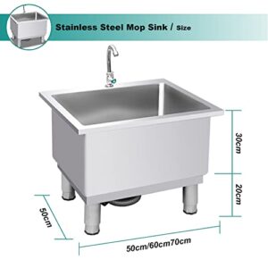 Stainless Steel Commercial Mop Sink, Large-Capacity Deepening Sink, Floor-Standing Mop Sink Suitable for Home Hotel Bar