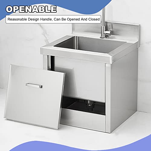 304 Stainless Steel Floor Mount Mop Sink/Basin with Sink Drainage/Strainer Depth 30cm (Commercial Kitchen, Restaurant, Business, Garages, Basements)