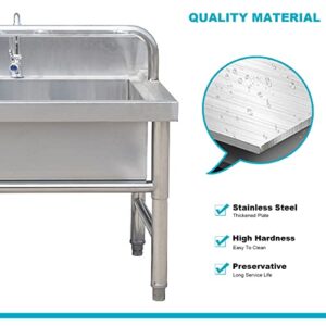 Commercial Floor Mop Sink, Stainless Steel Mop Sink, Floor-Standing Mop Sink with Drainage Holes, Drainage Pipes And Faucet