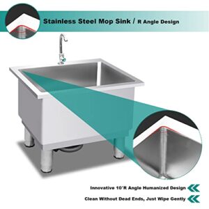 Stainless Steel Commercial Mop Sink, Large-Capacity Deepening Sink, Floor-Standing Mop Sink Suitable for Home Hotel Bar