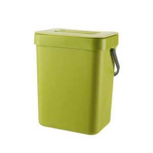 Compost Bucket With Lid,Food Waste Basket Bin For Kitchen,Small Kitchen Compost Bin 3L Kitchen Waste Bin Household Countertop Container with Lid for Rubbish Composter (Grass Green)