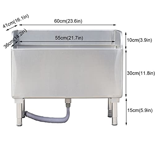 Stainless Steel Mop Sink Floor Mount Mop Service Basin, Commercial Heavy Duty Shop Sink with Adjustable Metal Legs, Household Balcony Utility Sink Wash Station