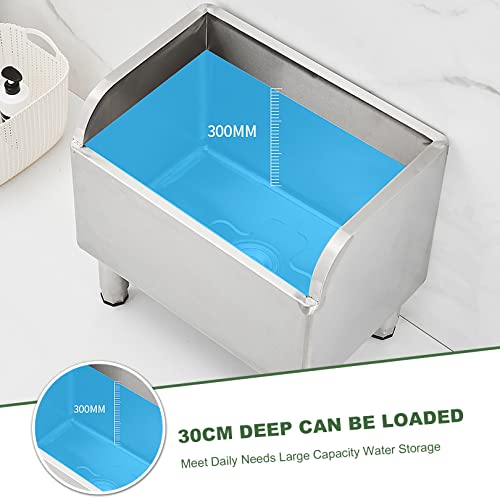 Free Standing Utility Sink Mop Service Basin Wash Station, Heavy Duty Stainless Steel Commercial Floor Mop Sink for Kitchen Restaurant Business