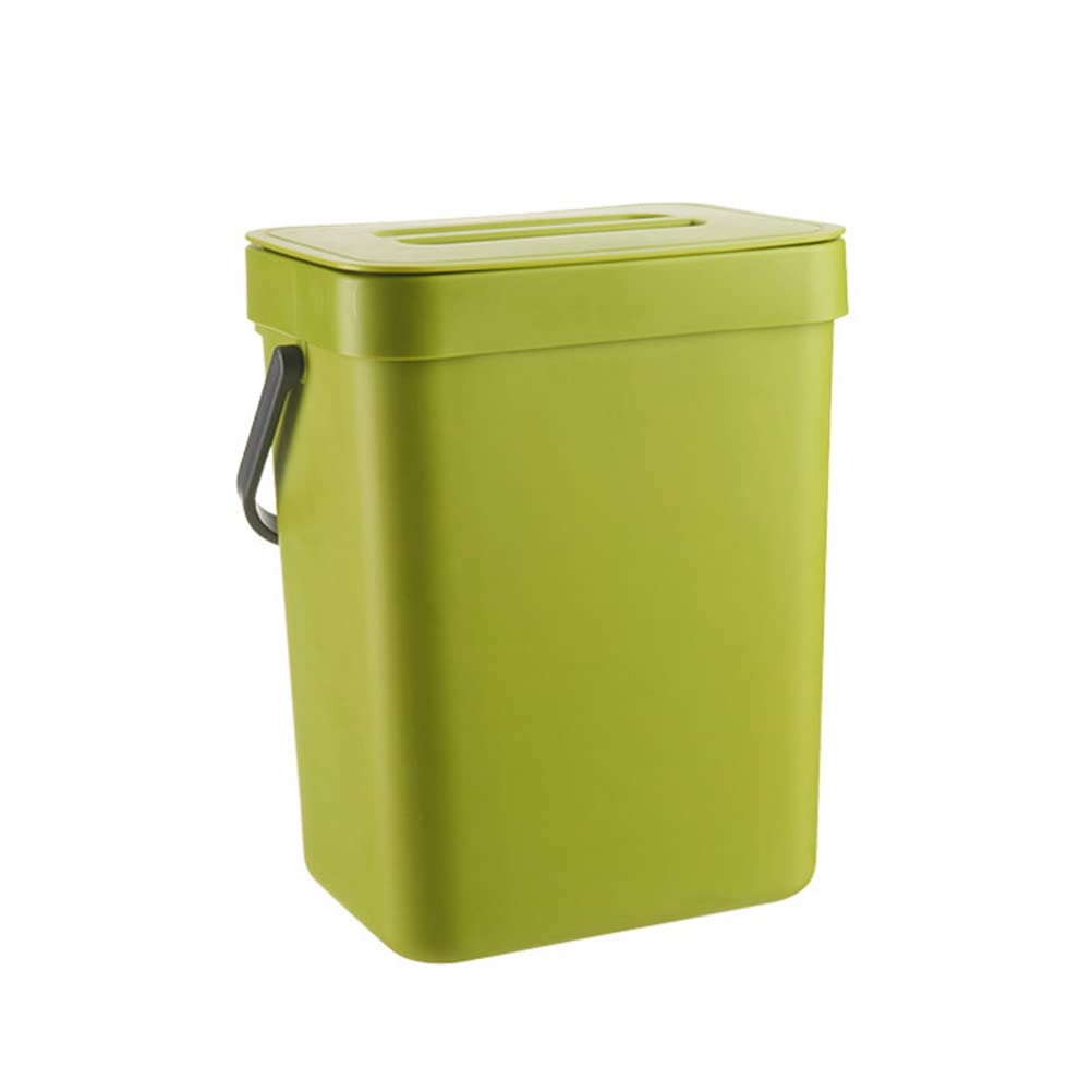 Compost Bucket With Lid,Food Waste Basket Bin For Kitchen,Small Kitchen Compost Bin 3L Kitchen Waste Bin Household Countertop Container with Lid for Rubbish Composter (Grass Green)