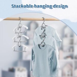 PIGLOG Baby Hangers 100 Pack Extendable Adjustable Kids Hangers, 11-14 Inches Non-Slip Plastic Toddler Hangers for Baby Kid Kids Children Infant Child,Stackable Kid Hangers for Closet Grey Bear