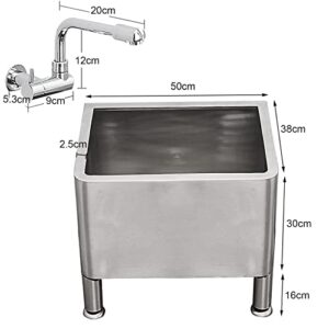 Stainless Steel Commercial Sink with Faucet, Kitchen Sink Station with Deep Basin, Utility Sink for Home Laundry Room Garage Bar Restaurant