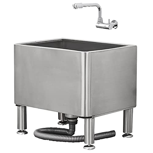 Stainless Steel Commercial Sink with Faucet, Kitchen Sink Station with Deep Basin, Utility Sink for Home Laundry Room Garage Bar Restaurant