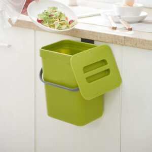 Compost Bucket With Lid,Food Waste Basket Bin For Kitchen,Small Kitchen Compost Bin 3L Kitchen Waste Bin Household Countertop Container with Lid for Rubbish Composter (Grass Green)