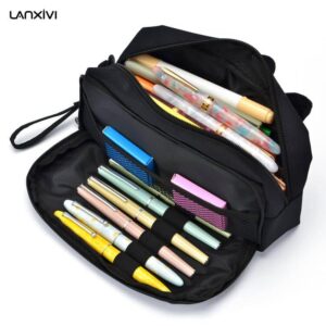 Lanxivi Pencil Case ViviD Black Color, Cat Pattern, Large Capacity Pencil Box Set