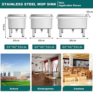 Stainless Steel Commercial Mop Sink Floor-Standing Mop Sink with Drainage Holes And Drainage Pipes, Suitable for Home Hotel Bar