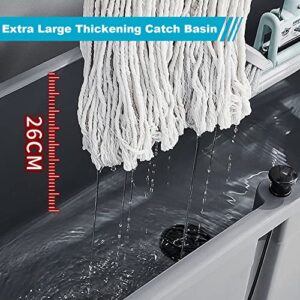 Commercial Floor-Standing Deepening Mop Sink, Home Bathroom Balcony Mop Service Basin with Faucet Large Capacity Mop Pool Sink