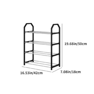 Shoe Rack 4 Layer, Shoe Organizer for Entryway, Storage Shoe Shelf with 4 Tiers Metal Shelves, Assembled Shoe Rack for Bedroom, Closet, Entry, Hallway, Slatted Design for Ventilation Drainage