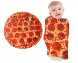 soft pizza blanket for baby,36 inches flannel pizza blanket is stylish, wearable wrap blanket funny gifts for baby shower boy girl creative and versatile, blanket suitable for baby