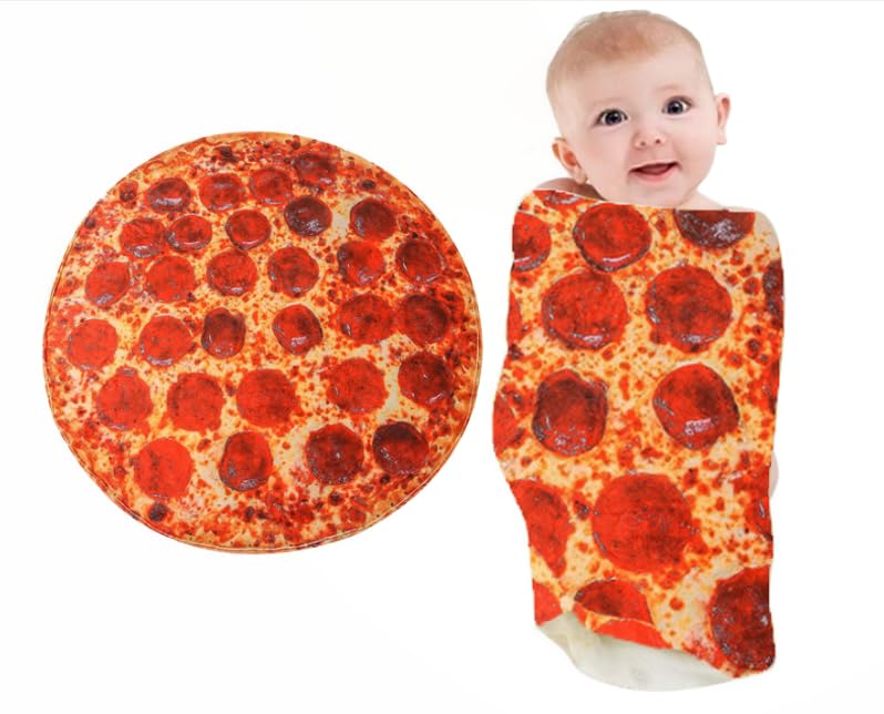 Soft Pizza Blanket for Baby,36 inches Flannel Pizza Blanket is Stylish, Wearable Wrap Blanket Funny Gifts for Baby Shower Boy Girl Creative and Versatile, Blanket Suitable for Baby