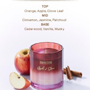 M&SENSE Apple Spice Soy Candles for Home Scented 10.6oz 60 Hour Long Lasting Slow Burning, Organic Natural Christmas Candle Highly Scented Winter Holiday Fragrance Gift for Women Men