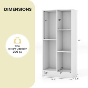 Costzon 5-Cube Kids Bookshelf, 41” Tall Wooden Toy Storage Organizer for Books Toys, Montessori Toy Shelf, 3-Tier Storage Cabinet, Bookcase for Kids Room, Playroom, Nursery, Classroom (White)