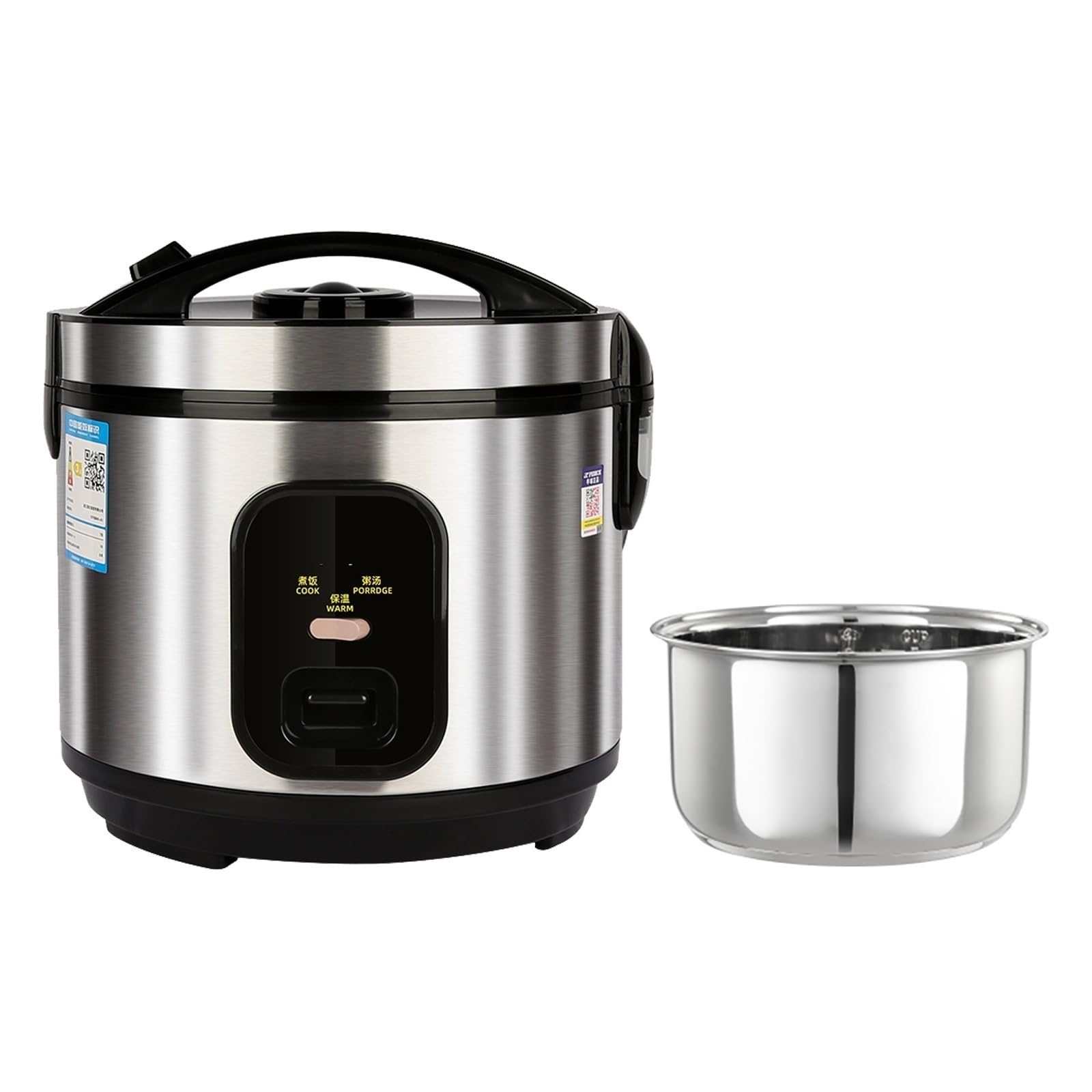 ZHUIYI Rice Cooker (2-5L) 304 Stainless Steel Inner Pot, Intelligent Insulation, Make Rice & Steam Food & Vegetables, 220-240V US/EU Power(4L)