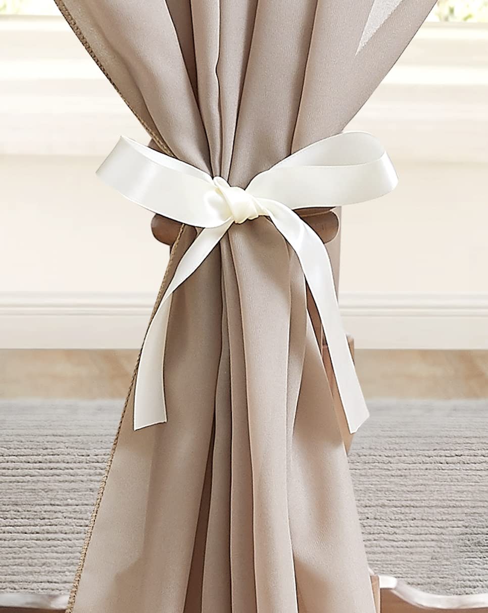 WARM HOME DESIGNS 35 x 288 Inch Nude Brown Chiffon Fabric. Use Luxurious Chiffon Material as Chiffon Table Runner, Wedding Arch Decorations, Window Scarf, Party Backdrop. CF Nude 288"