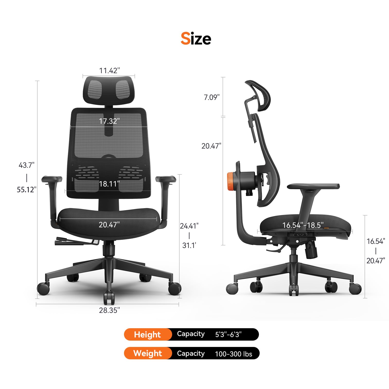 Newtral Ergonomic Office Chair with Laptop Table Tray - Home Office Desk Chair with Auto-Following Lumbar Support, 3D Armrest, Adjustable Headrest, Recline Mesh Back