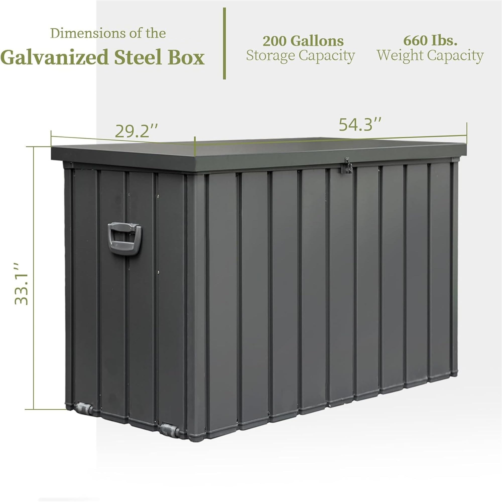 TZXTW 200 Gallon Outdoor Storage Deck Box Waterproof, Lockable UV Resistant Container Large Patio Storage Bin for Outside Cushions, Throw Pillows, Garden Tools(Dark Gray)