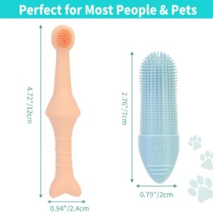 YELUFT Dog Toothbrush, Dog Tooth Brushing Kit with 360° Finger Toothbrush and Dual Head Dog Cat Toothbrush, Food Grade Silicone Dog Teeth Cleaning Kit, 3pcs Ultra-Soft Pet Dog Dental Care Toothbrush