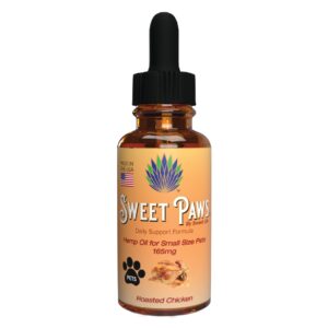 sweet paws hemp oil for pets | helps dogs and cats with anxiety, pain, stress, sleep, arthritis & seizures relief | 165mg (roasted chicken)