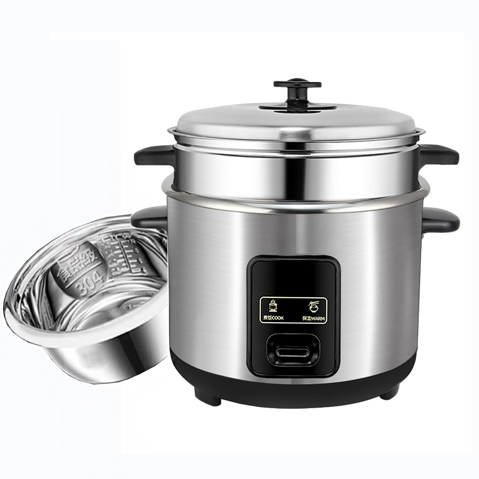 ZHUIYI Rice Cooker (2-6L) 304 Stainless Steel Inner Pot, Intelligent Insulation, Make Rice & Steam Food & Vegetables, 220-240V US/EU Power(3L)