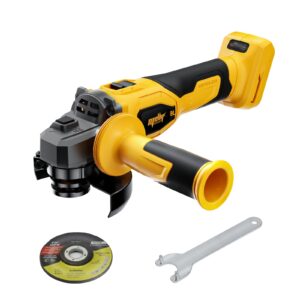 cordless angle grinder, compatible with dewalt 20v max battery, 4-1/2-inch, 8,500rpm brushless motor, with cutting wheel disc & pin wrench for metal wood polishing, thin steel, (battery not included)