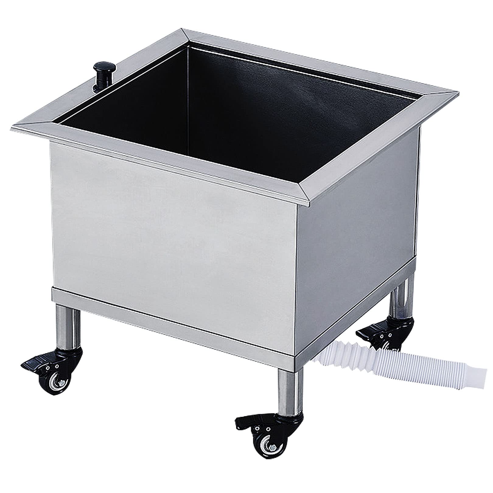 Commercial Floor Mop Sink, Mobile Stainless Steel Mop Sink with Rollers, Balcony Bathroom Mop Service Basin Heavy Duty Slop Sinks