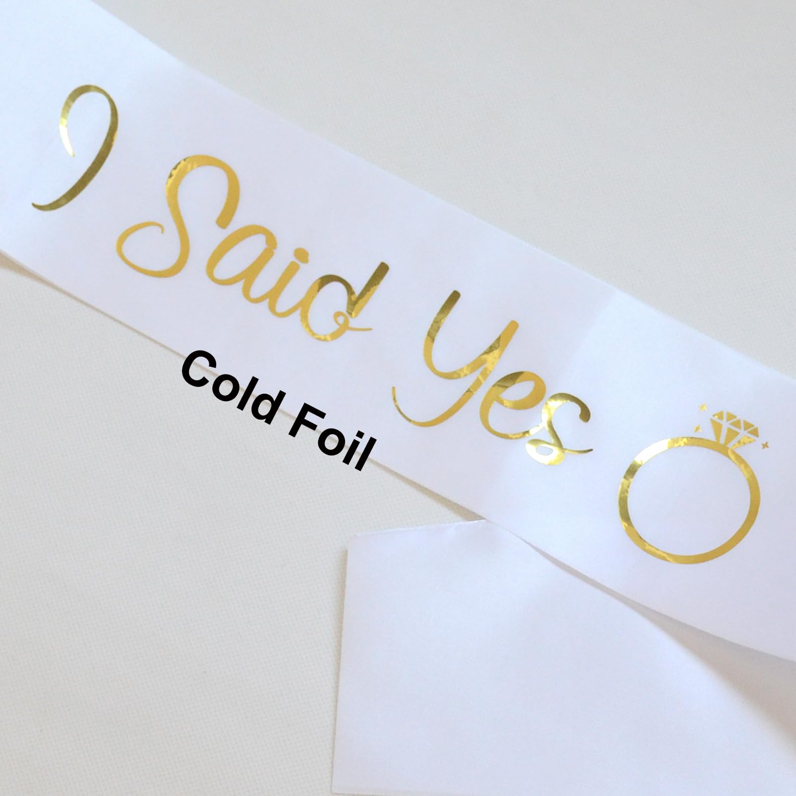 BLUPLE I Said Yes Gold Sash for Future Mrs,Engagement Proposal Bachelorette Party Sash for Bridal Shower Wedding Party Favors Accessories Supplies Engagement Gifts for Bride to Be,White (1)