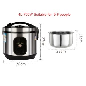 ZHUIYI Rice Cooker (2-5L) 304 Stainless Steel Inner Pot, Intelligent Insulation, Make Rice & Steam Food & Vegetables, 220-240V US/EU Power(4L)